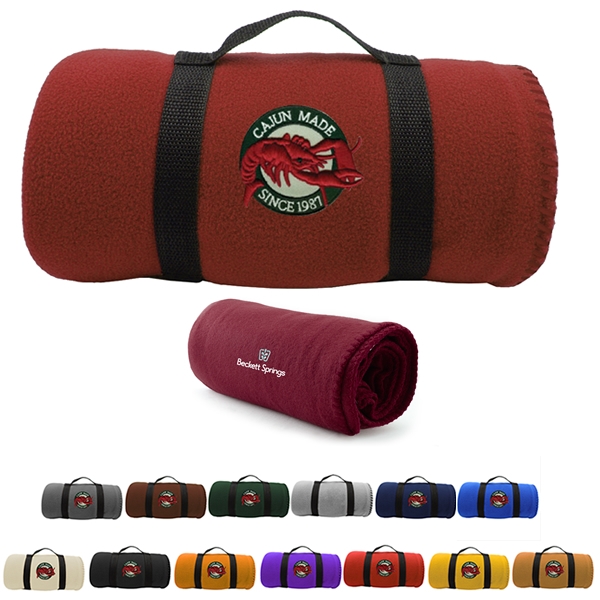 Customized 50x60 Embroidered Carry-A-Long Fleece Blanket | Promotional ...